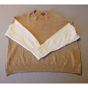 Vince Camuto Women's Crewneck Pullover Sweater Tan White Size XL‎